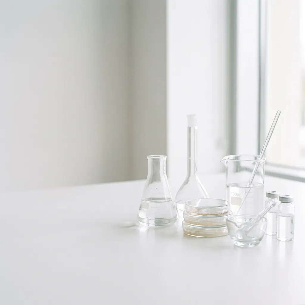 Laborglas mit Flüssigkeit als Symbol für biologische Zahnmedizin