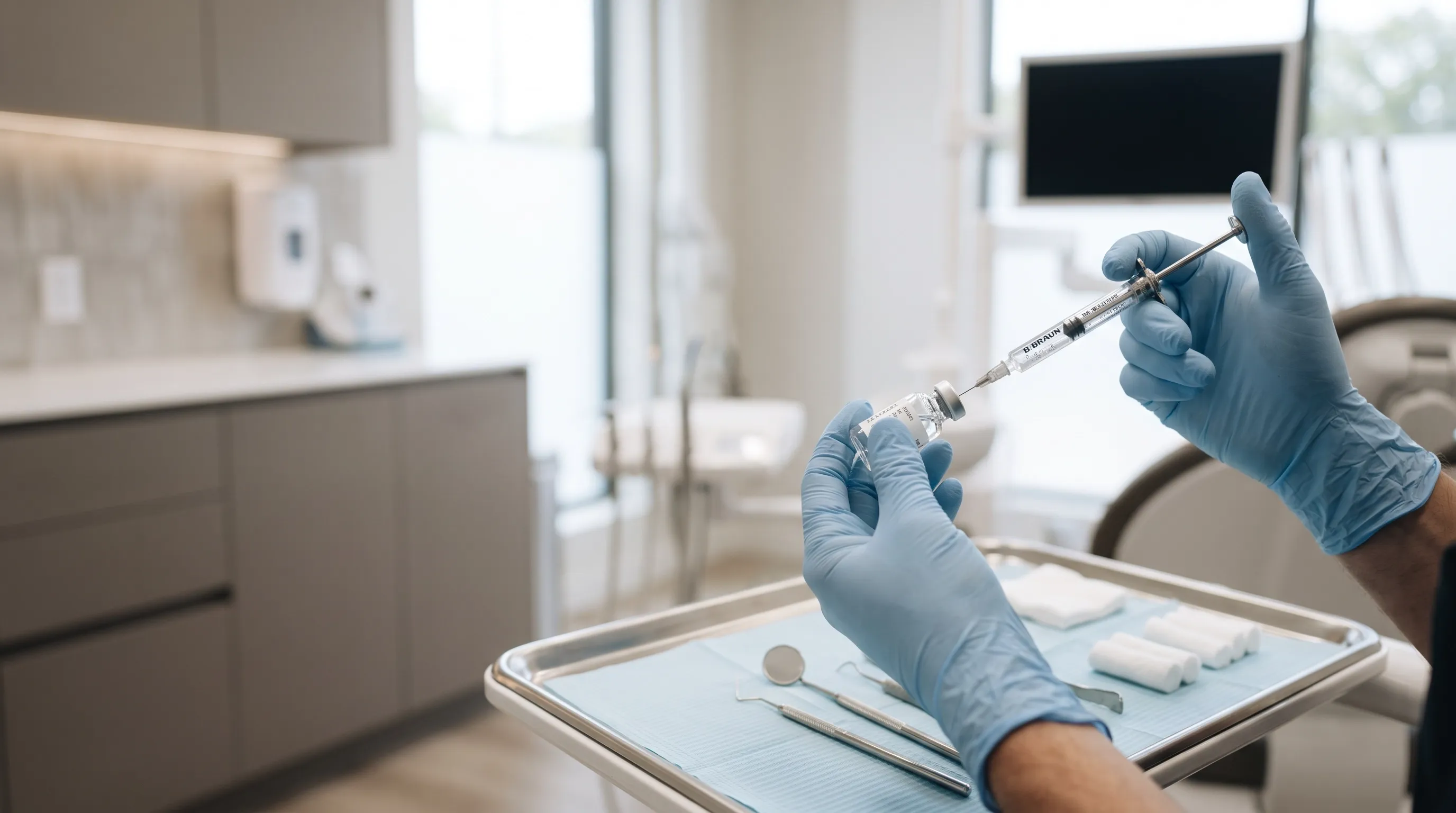 Vorbereitung einer Neuraltherapie nach Huneke mit Procain zur Störfelddiagnostik