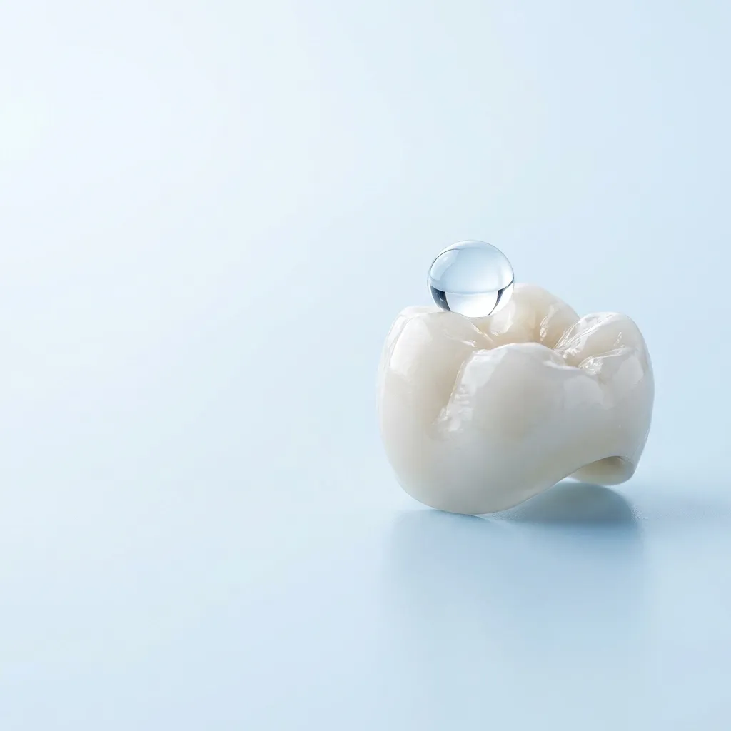 Wassertropfen auf einer Keramikkrone
